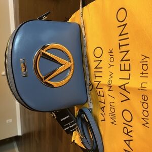Valentino Azure Crossbody Bag with Gold Logo
